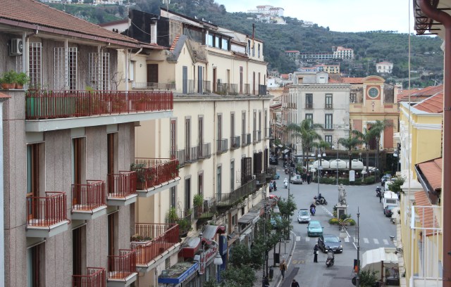 View of Tasso Square from our hotel balcony